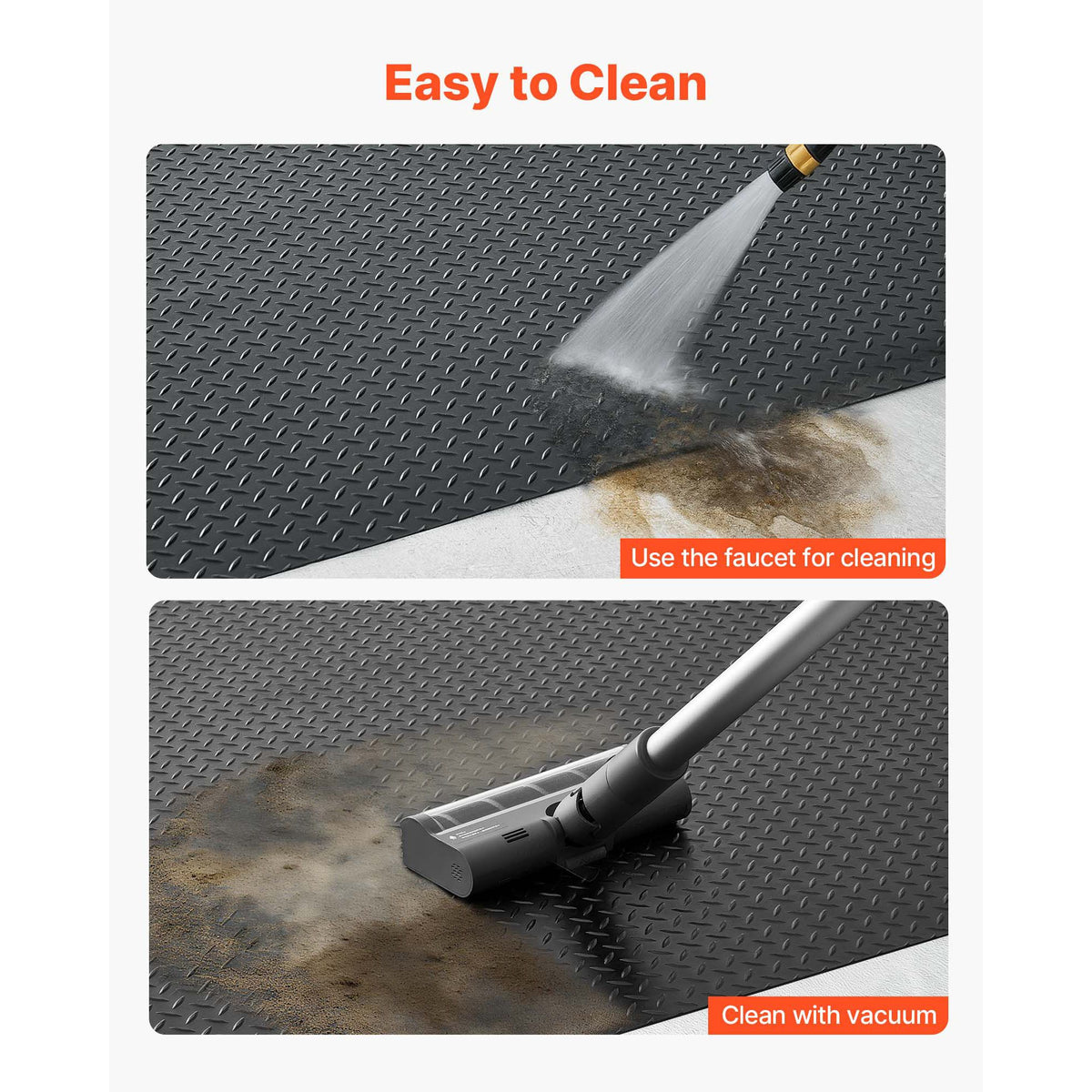 Garage Floor Roll, 1.22 x 7.62 m Garage Flooring Mat, 3 mm Thickened Rubber Diamond Plate Floor Protector Mat, Non-Slip, Wear-resist Waterproof, Easy to Clean for Warehouse, Gyms, Trailer, Black