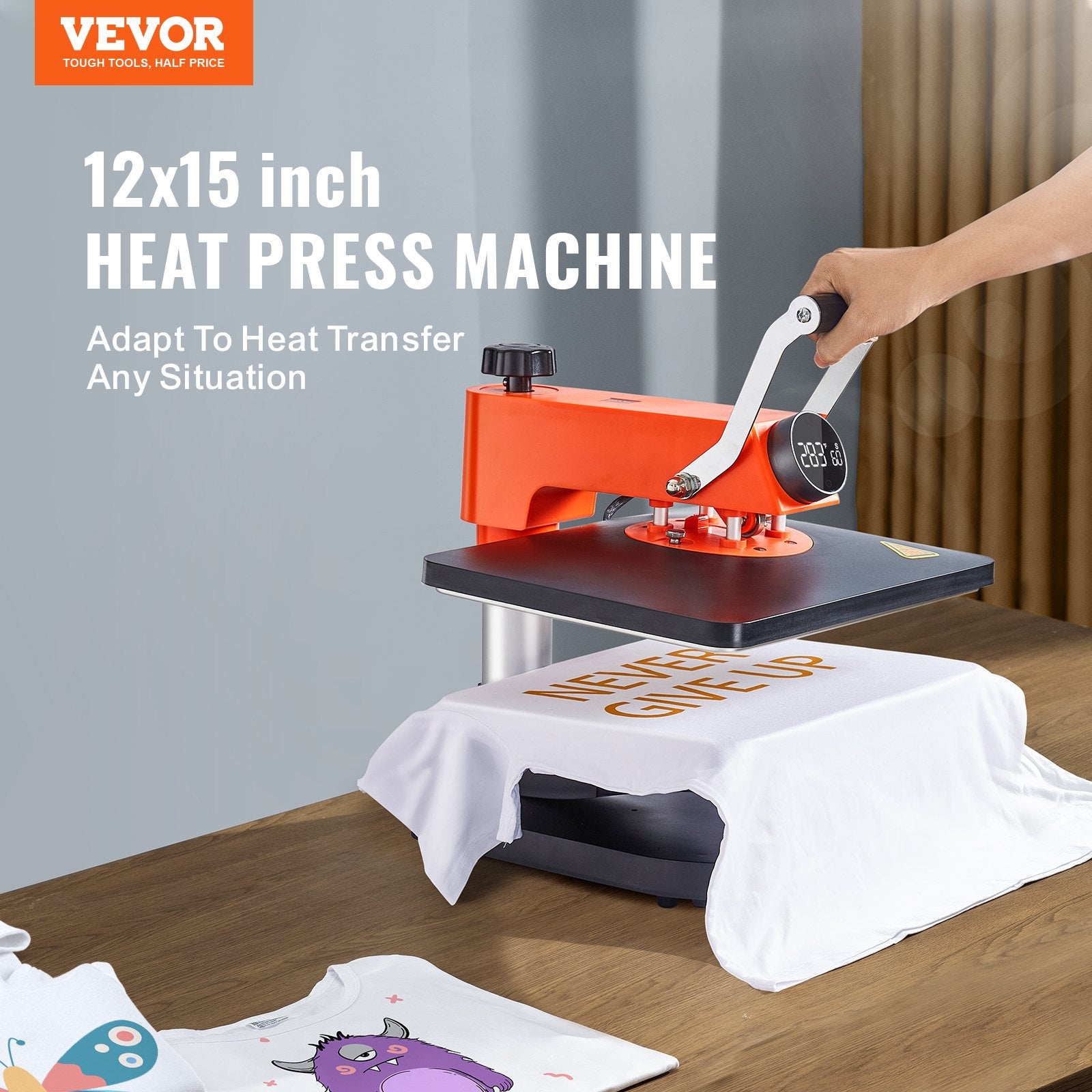 Heat Press Machine 12x15in 5in1 Sublimation Transfer T-shirt Plate Mug Cup