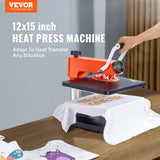 Coffee Machines & Accessories: VEVOR Heat Press Machine 12x15in 5in1 Sublimation Transfer T-shirt Plate Mug Cup