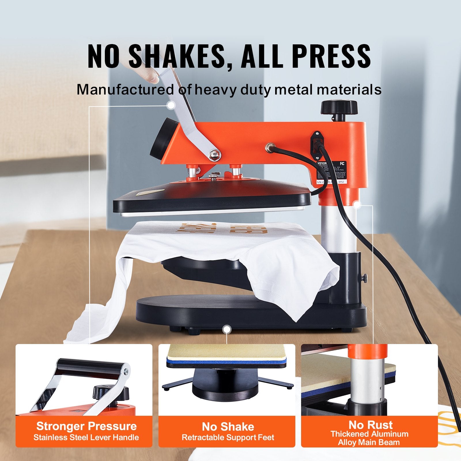 Heat Press Machine 12x15in 5in1 Sublimation Transfer T-shirt Plate Mug Cup