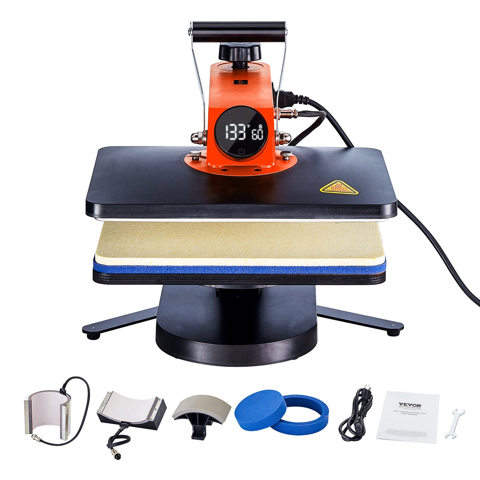 Heat Press Machine 12x15in 5in1 Sublimation Transfer T-shirt Plate Mug Cup