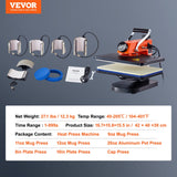 Coffee Machines & Accessories: VEVOR Heat Press Machine 12x15in 8in1 Sublimation Transfer T-shirt Plate Mug Cup