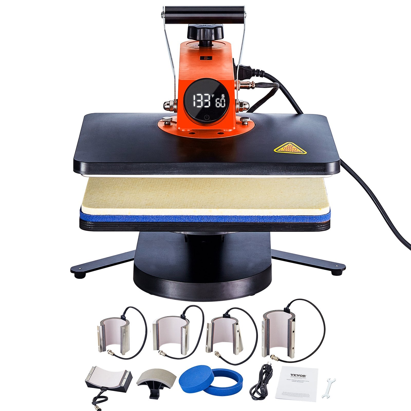 Heat Press Machine 12x15in 8in1 Sublimation Transfer T-shirt Plate Mug Cup
