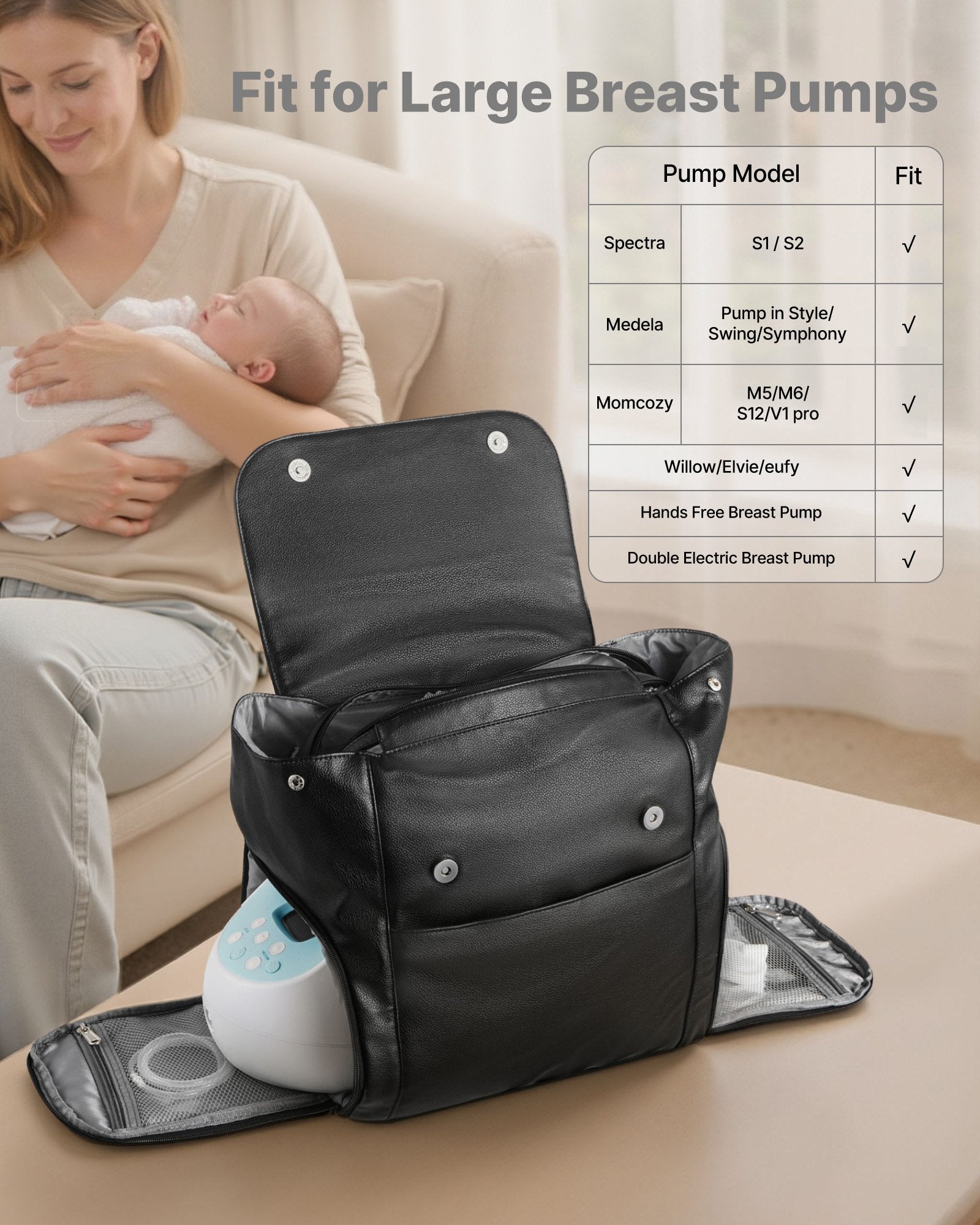 Basketball & Basketball Accessories: VEVOR Breast Pump Backpack, Breast Feeding Bag with Ice Pack, Fits for S1/S2, Pumping Accessories & Breastmilk Storage, Portable Pump Carrying Case for Work, Travel and Family Use, Black