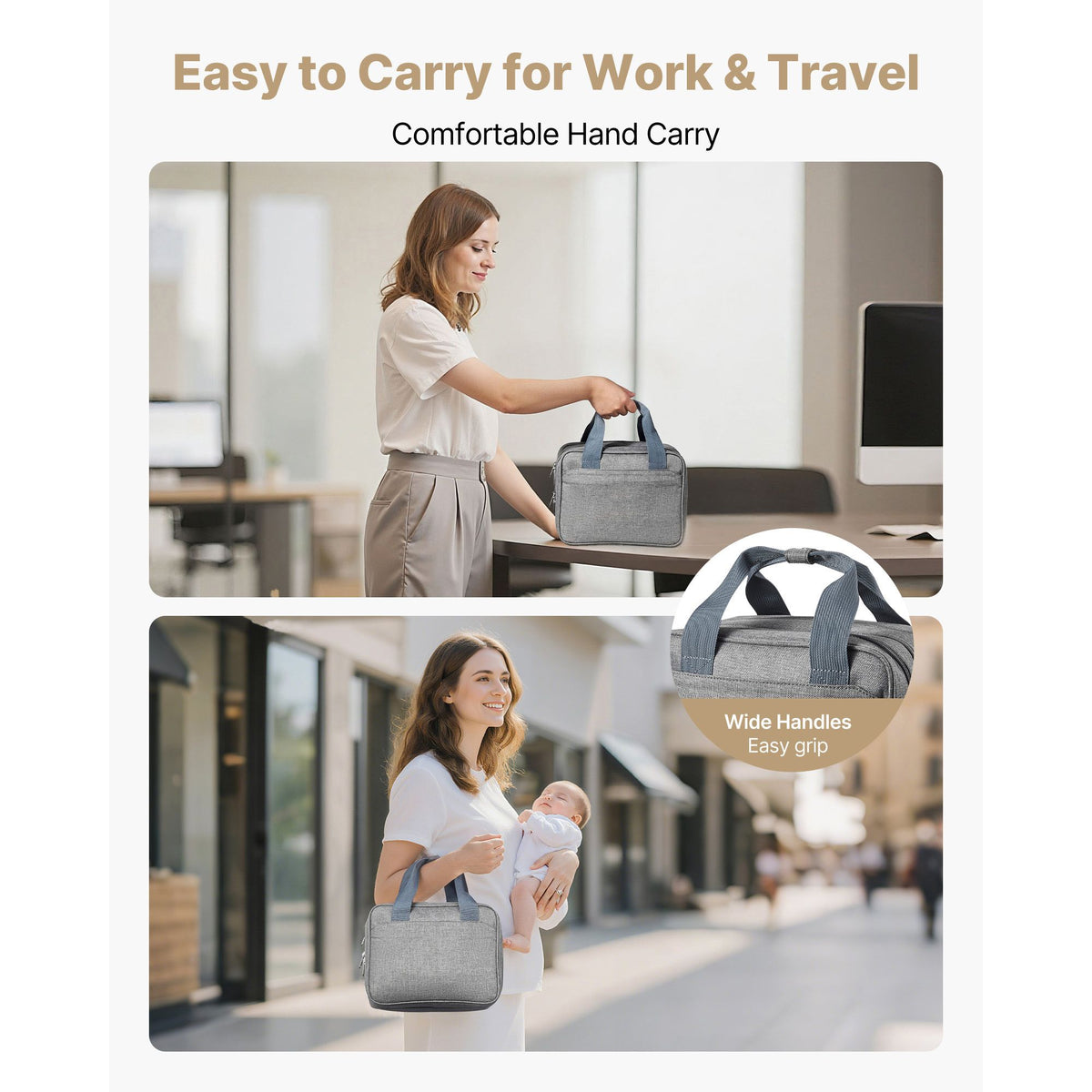 Wearable Breast Pump Bag, Breast Feeding Bag with Ice Pack, Fits for M5/M6, Pumping Accessories & Breastmilk Storage, Portable Pump Carrying Case for Work, Travel & Family Use, Grey