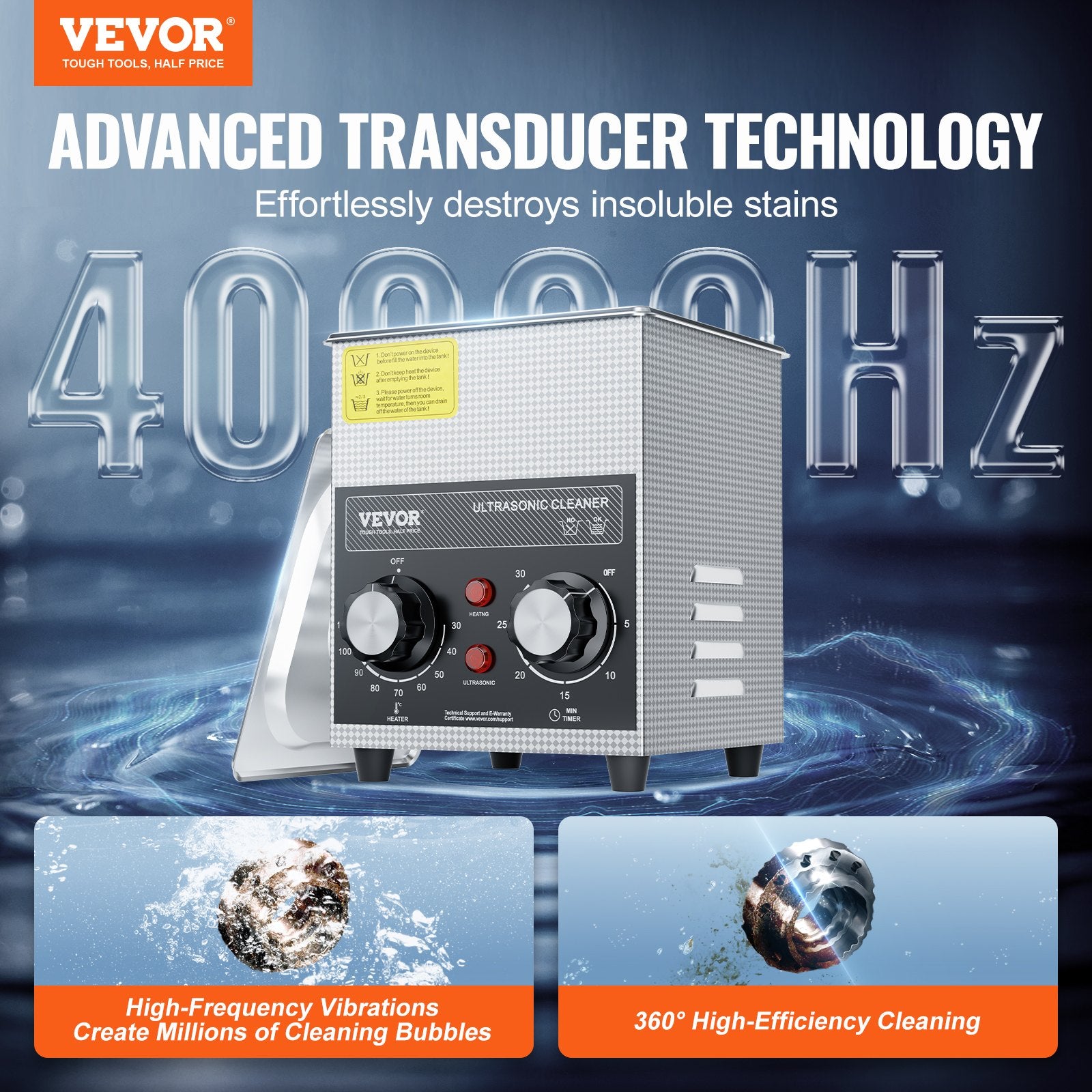 2L Ultrasonic Cleaner with Heater Timer & Basket, Professional Digital Sonic Cavitation Machine, 60W Cleaning Machine for Watch Instruments, Glasses, Coin, Metal Parts, Tool