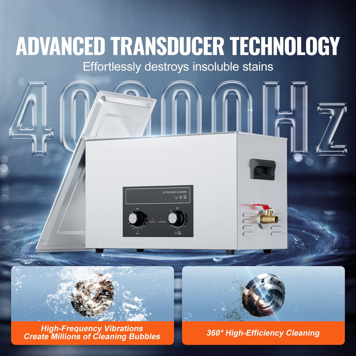 30L Ultrasonic Cleaner with Heater Timer & Basket, Professional Digital Sonic Cavitation Machine, 360W Cleaning Machine for Lab Tools, Metal Parts, Carburetor, Brass, Auto Parts, Engine Parts