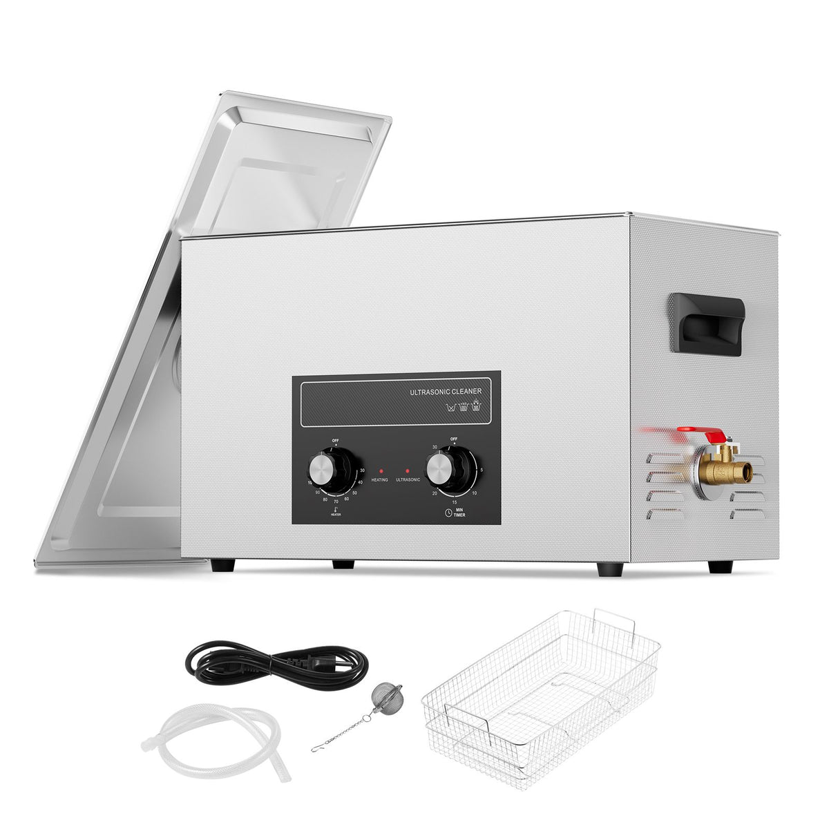 30L Ultrasonic Cleaner with Heater Timer & Basket, Professional Digital Sonic Cavitation Machine, 360W Cleaning Machine for Lab Tools, Metal Parts, Carburetor, Brass, Auto Parts, Engine Parts