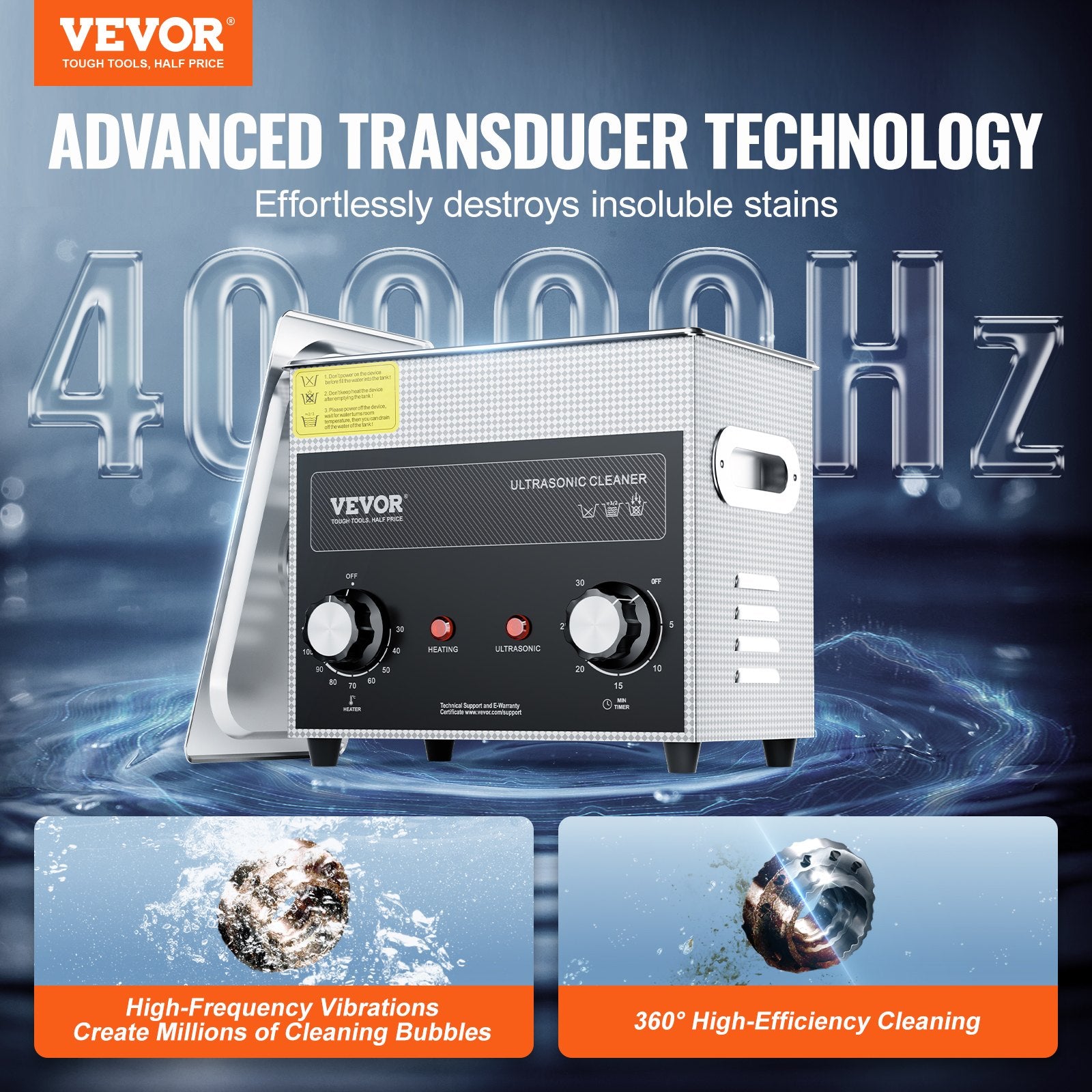 Gardening Tools: VEVOR 3L Ultrasonic Cleaner with Heater Timer & Basket, Professional Digital Sonic Cavitation Machine, 120W Cleaning Machine for Watch Instruments, Glasses, Coin, Metal Parts, Tool