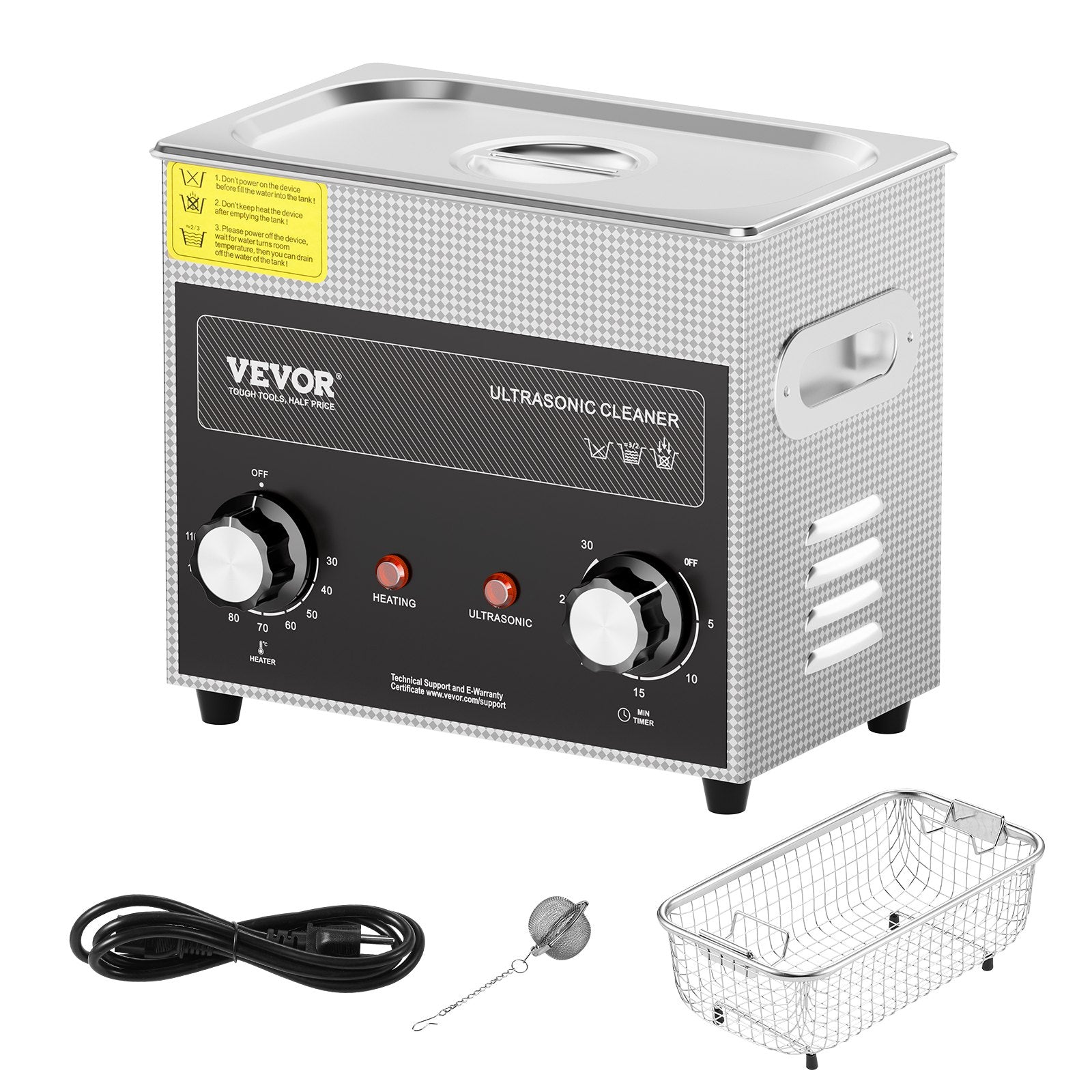 Gardening Tools: VEVOR 3L Ultrasonic Cleaner with Heater Timer & Basket, Professional Digital Sonic Cavitation Machine, 120W Cleaning Machine for Watch Instruments, Glasses, Coin, Metal Parts, Tool