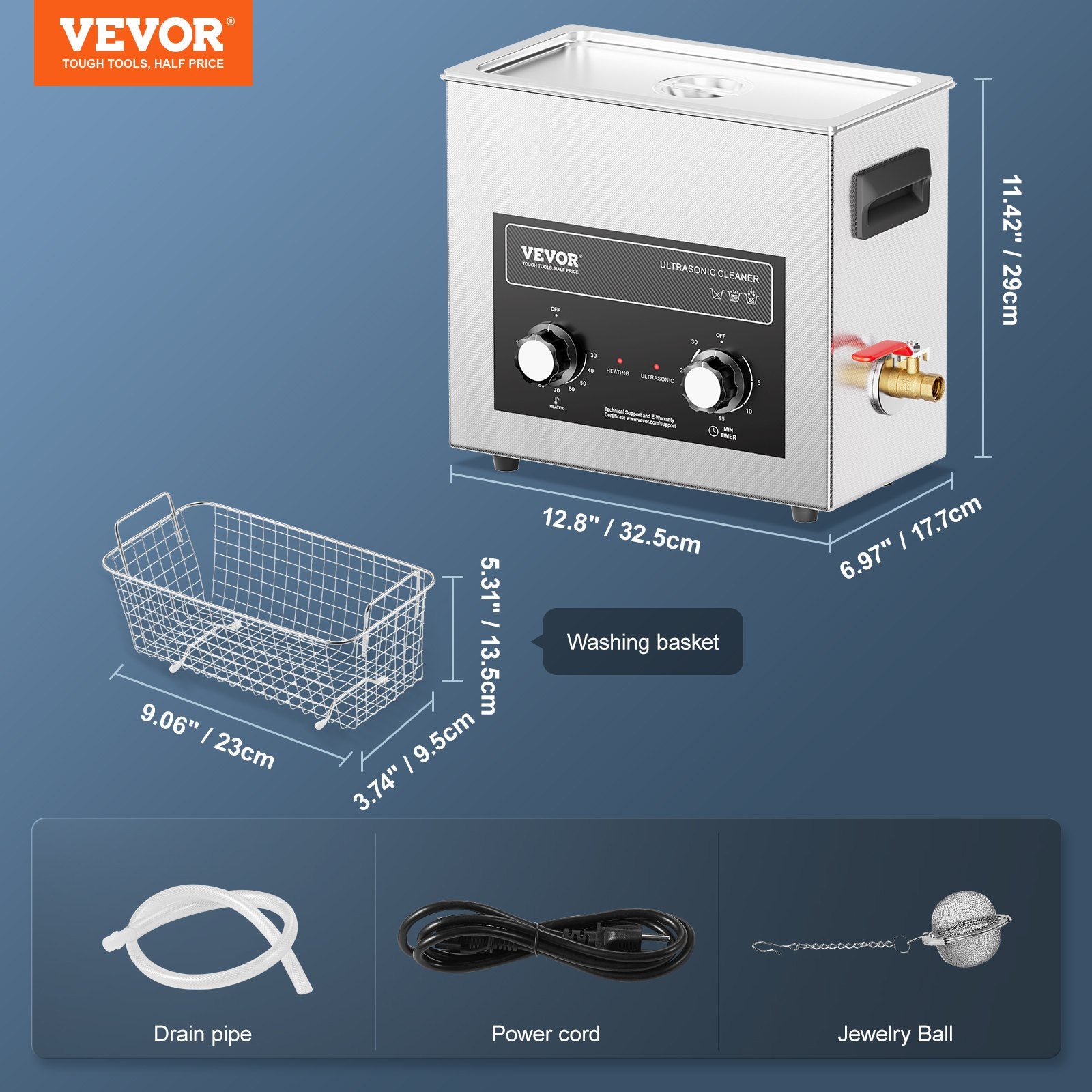 6L Ultrasonic Cleaner with Heater Timer & Basket, Professional Digital Sonic Cavitation Machine, 180W Cleaning Machine for Watch Instruments, Glasses, Coin, Metal Parts, Tool