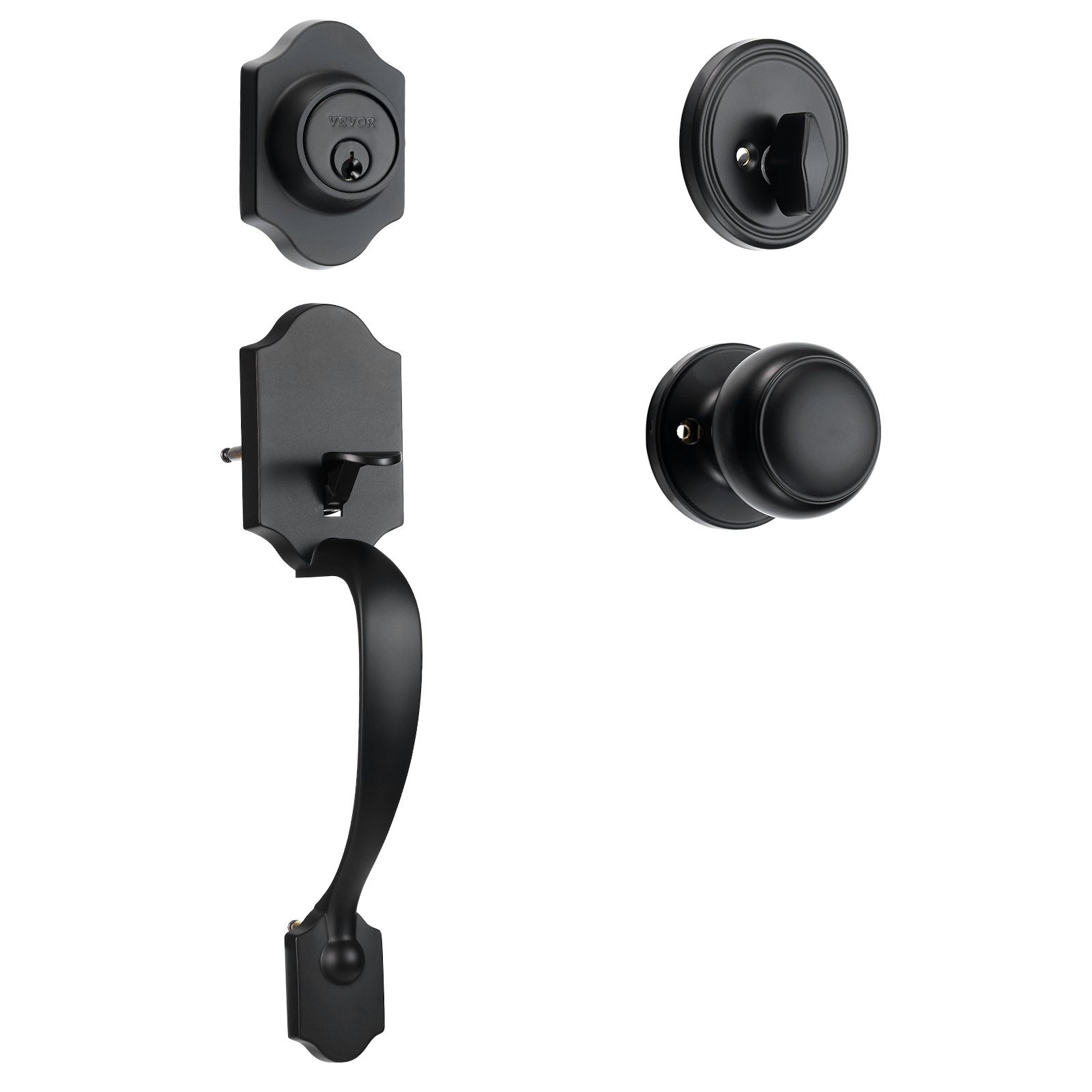 Door Hardware: VEVOR Front Door Handle and Deadbolt Set, Matte Black Front Door Lock Set with Interior Knob, Single Cylinder Handleset Adjustable Hole Spacing, for Right and Left Handed Entrance and Front Door