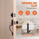 Door Hardware: VEVOR Front Door Handle and Deadbolt Set, Matte Black Front Door Lock Set with Interior Knob, Single Cylinder Handleset Adjustable Hole Spacing, for Right and Left Handed Entrance and Front Door