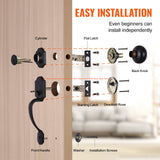 Door Hardware: VEVOR Front Door Handle and Deadbolt Set, Matte Black Front Door Lock Set with Interior Knob, Single Cylinder Handleset Adjustable Hole Spacing, for Right and Left Handed Entrance and Front Door