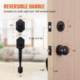 Door Hardware: VEVOR Front Door Handle and Deadbolt Set, Matte Black Front Door Lock Set with Interior Knob, Single Cylinder Handleset Adjustable Hole Spacing, for Right and Left Handed Entrance and Front Door