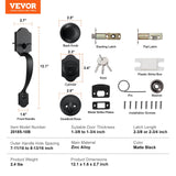 Door Hardware: VEVOR Front Door Handle and Deadbolt Set, Matte Black Front Door Lock Set with Interior Knob, Single Cylinder Handleset Adjustable Hole Spacing, for Right and Left Handed Entrance and Front Door