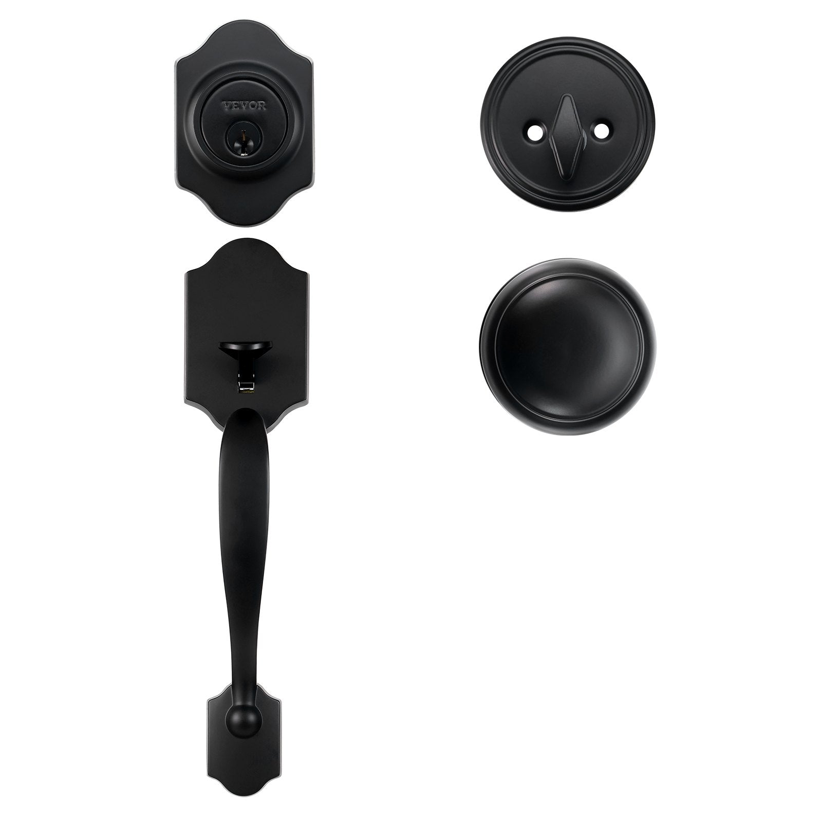 Door Hardware: VEVOR Front Door Handle and Deadbolt Set, Matte Black Front Door Lock Set with Interior Knob, Single Cylinder Handleset Adjustable Hole Spacing, for Right and Left Handed Entrance and Front Door