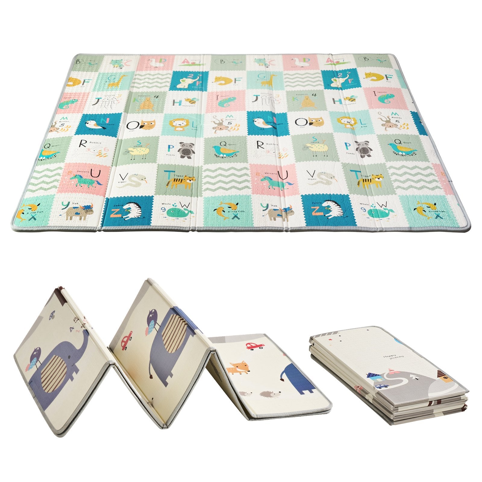 Ball Pits & Play Pens: VEVOR Baby Play Mat, 71""x79"" Extra Large Baby Crawling Mat, Non-Slip One-Piece Foam Baby Playmat, Foldable Reversible Floor Mat with Travel Bag, Waterproof Activity Playmat for Babies Toddlers Infants