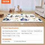 Ball Pits & Play Pens: VEVOR Baby Play Mat, 71""x79"" Extra Large Baby Crawling Mat, Non-Slip One-Piece Foam Baby Playmat, Foldable Reversible Floor Mat with Travel Bag, Waterproof Activity Playmat for Babies Toddlers Infants