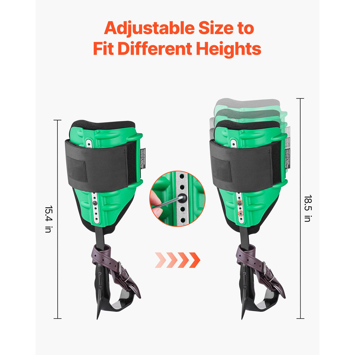Tree Climbing Spikes Set, Height-Adjustable Tree Climbing Gear with Straps & Spike Protectors, 159 kg Load Capacity, Heavy Duty Steel Climb Spurs Arborist Equipment for Fruit Picking Hunting