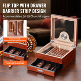 Humidifiers: VEVOR Cigar Humidor, Glass Top Cigar Humidor Box, Handmade Spanish Cedar Wood Cigar Desktop Box, Cigar Storage Case with Humidifier, Hygrometer, Divider and Accessory Drawer, 20-35 Cigars