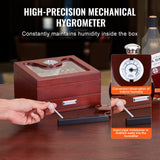 Humidifiers: VEVOR Cigar Humidor, Glass Top Cigar Humidor Box, Handmade Spanish Cedar Wood Cigar Desktop Box, Cigar Storage Case with Humidifier, Hygrometer, Divider and Accessory Drawer, 20-35 Cigars