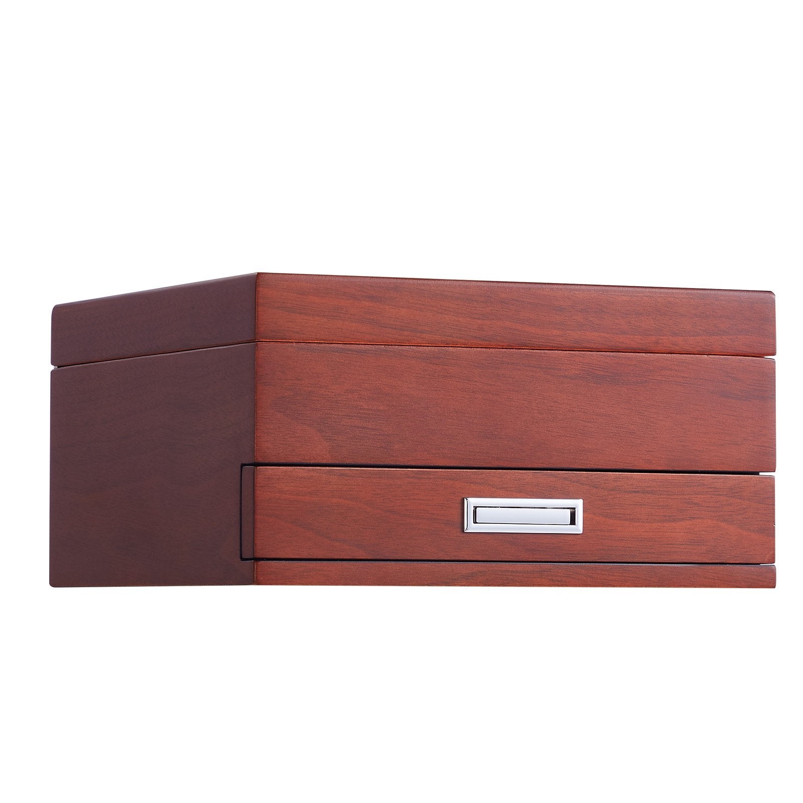 Cigar Humidor, Glass Top Cigar Humidor Box, Handmade Spanish Cedar Wood Cigar Desktop Box, Cigar Storage Case with Humidifier, Hygrometer, Divider and Accessory Drawer, 20-35 Cigars