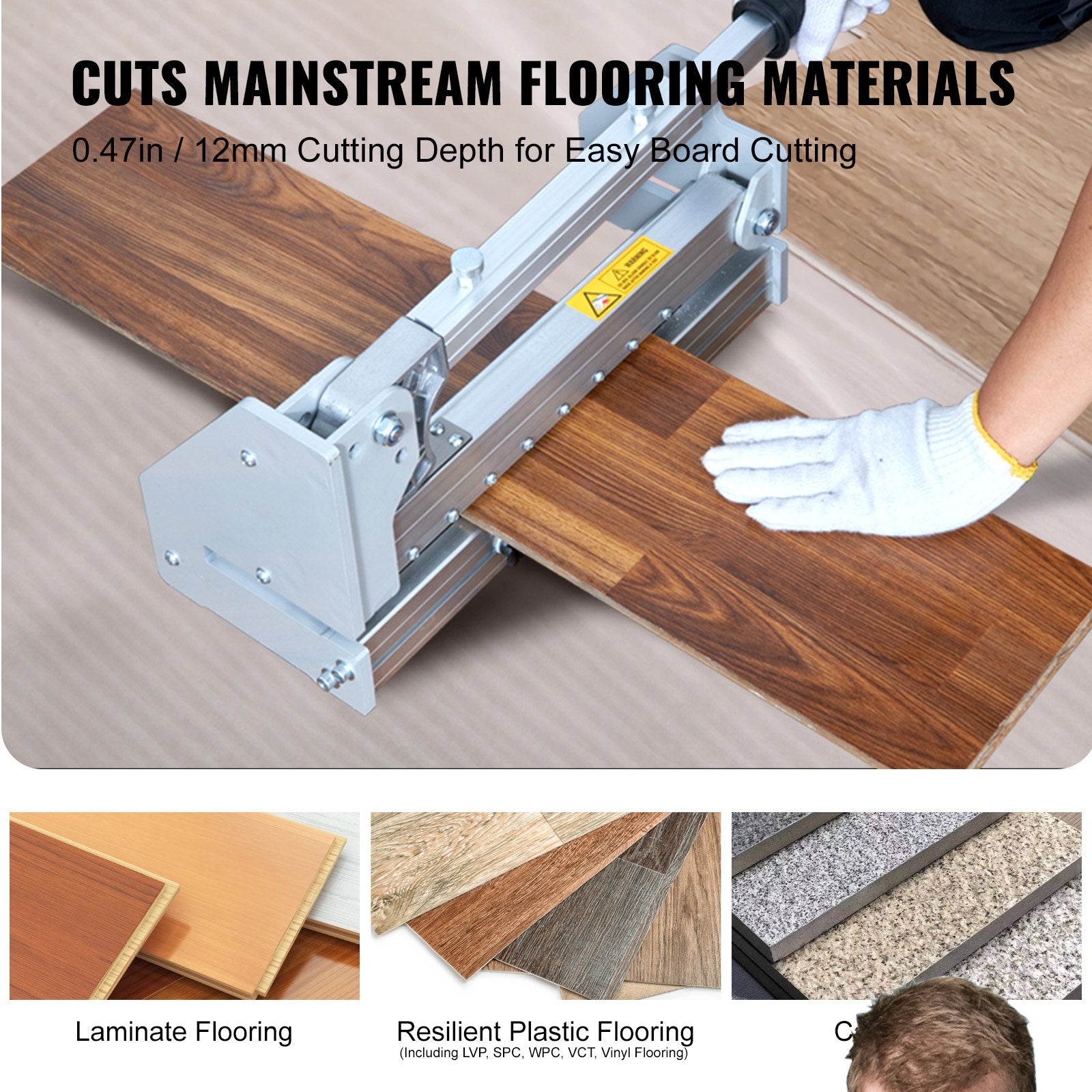 Floor Cutter 330mm, Cuts Vinyl Plank, Laminate, Engineered Hardwood, Siding, 12mm Cutting Depth Effortless And Easy Cutting, Vinyl Plank Cutter for LVP, WPC, SPC, LVT, VCT, PVC, and More