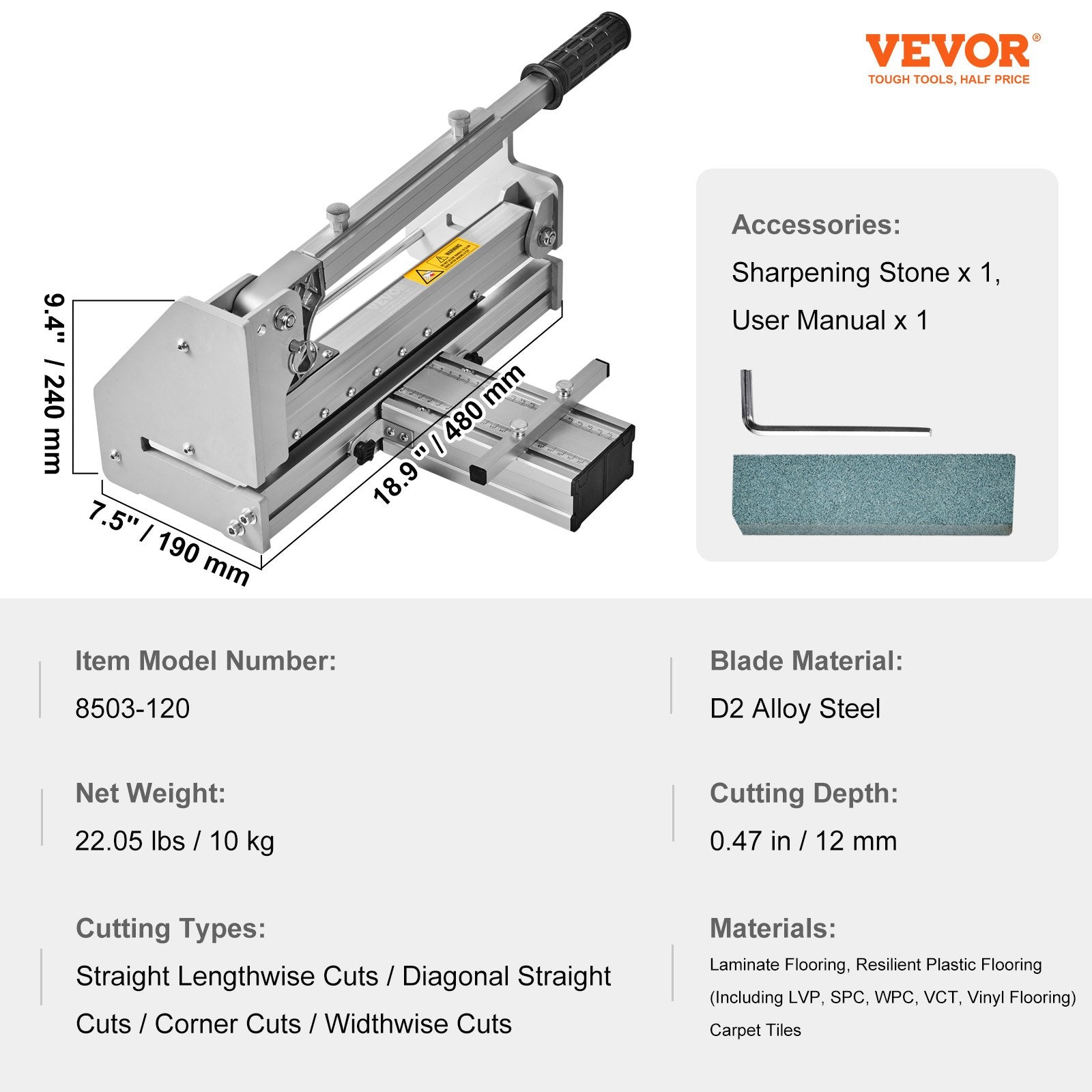Floor Cutter 330mm, Cuts Vinyl Plank, Laminate, Engineered Hardwood, Siding, 12mm Cutting Depth Effortless And Easy Cutting, Vinyl Plank Cutter for LVP, WPC, SPC, LVT, VCT, PVC, and More
