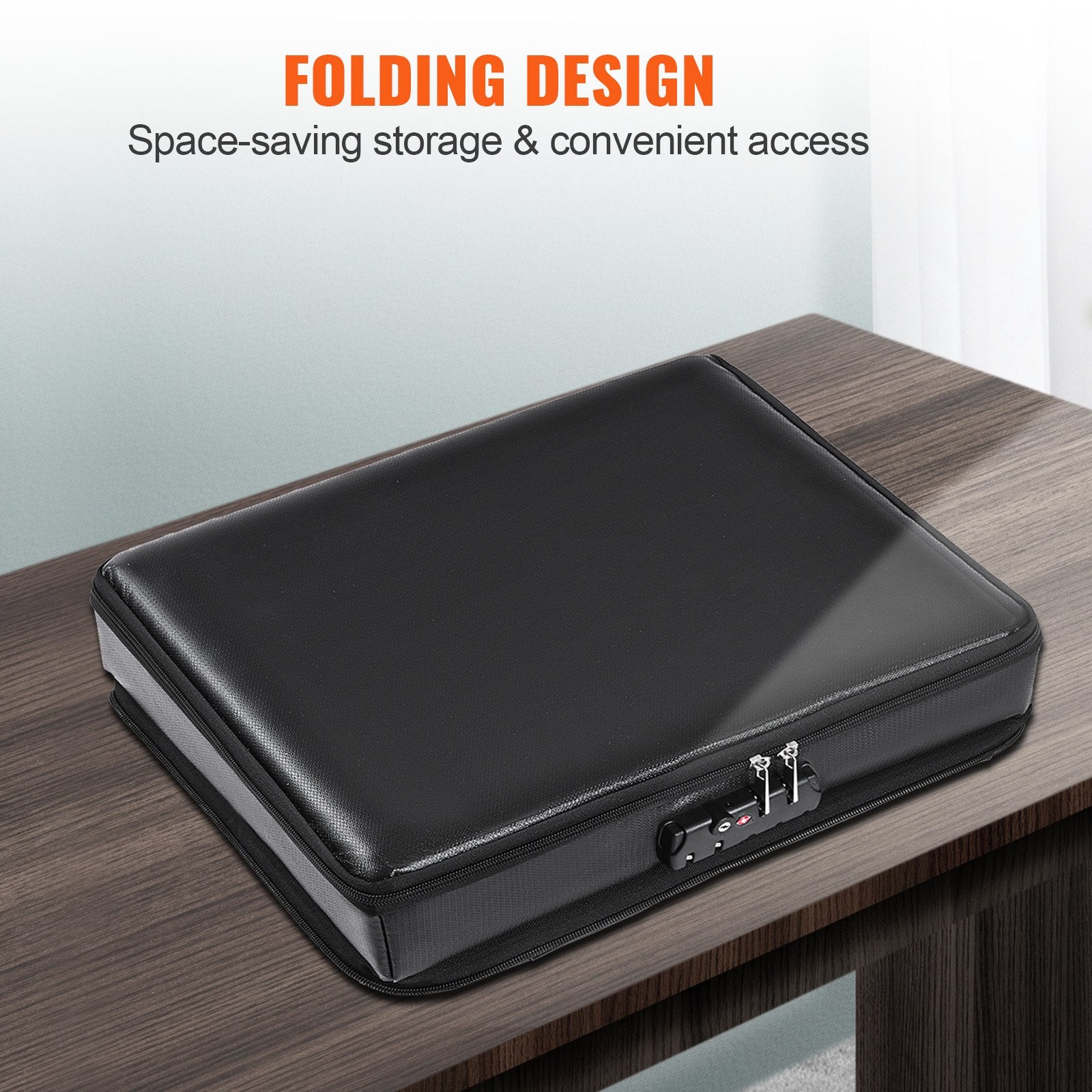 Cosmetic & Toiletry Bags: VEVOR Fireproof Document Box, Fireproof Document Bag with Lock 2000_, Fireproof and Waterproof File Box 450x140x315 mm with Zipper & Handle, for Money, Documents, Jewelry and Passport