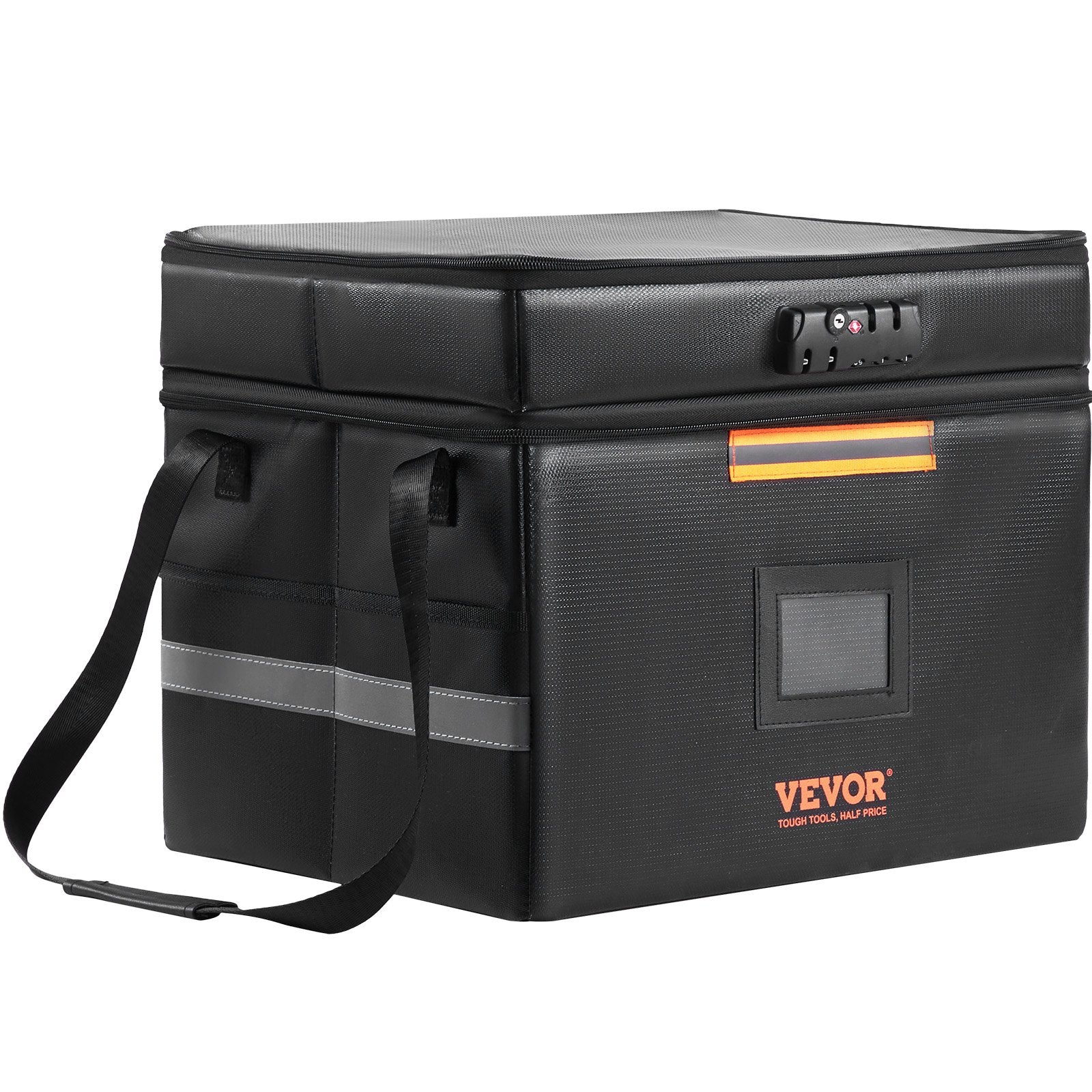 Cosmetic & Toiletry Bags: VEVOR Fireproof Document Box, Fireproof Document Bag with Lock 2000_, Fireproof and Waterproof File Box 450x140x315 mm with Zipper & Handle, for Money, Documents, Jewelry and Passport