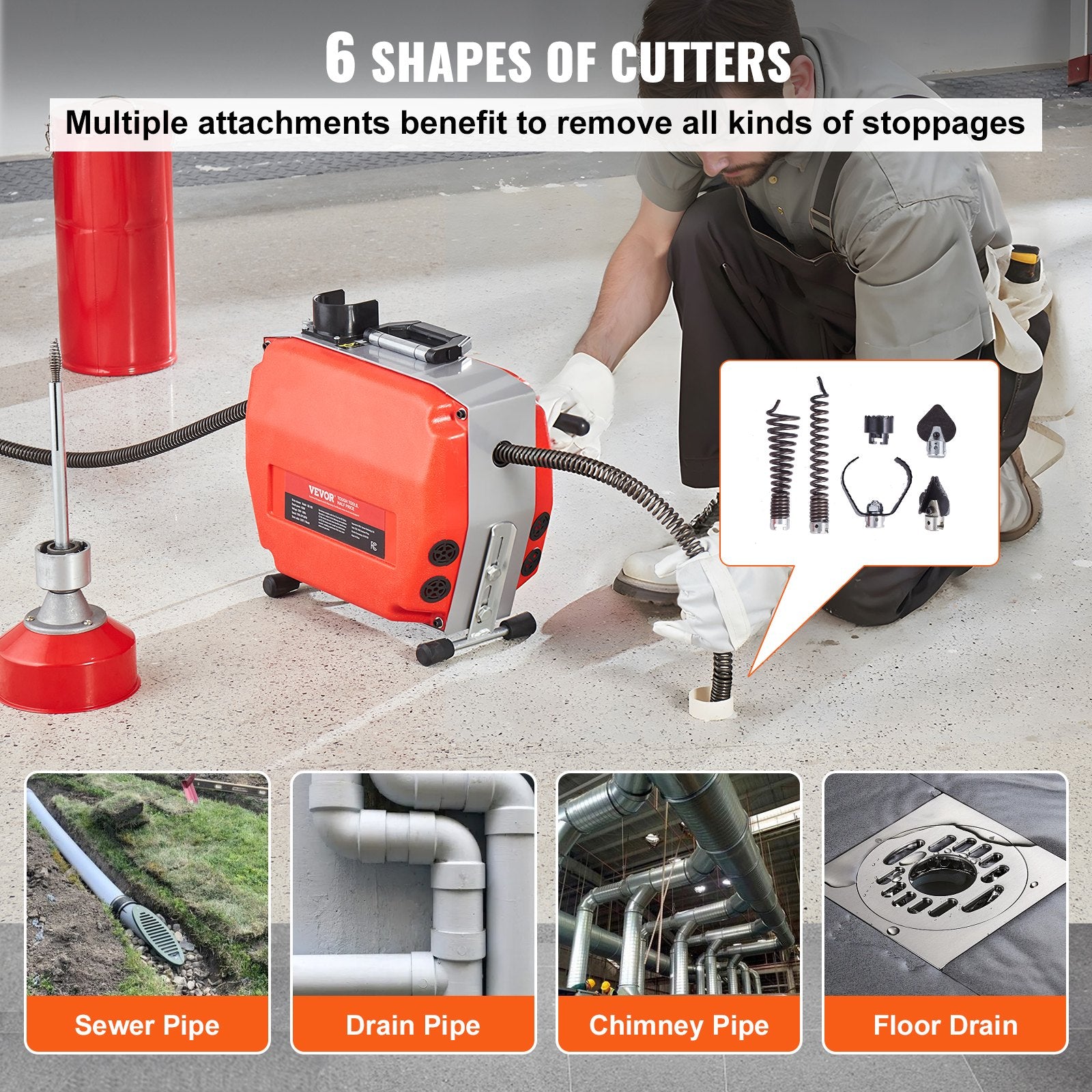Gardening Tools: VEVOR Drain Cleaner Machine 120FT x 7/8" 420W Sewer Snake Auger Manual Feed
