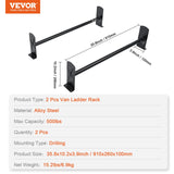 Cross Bar: VEVOR 2 Bars Van Roof Ladder Rack 500 LBS Adjustable 35.8" to 57.5" Alloy Steel