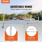 Cross Bar: VEVOR Van Roof Ladder Rack, 2 Bars Aluminum Alloy Roof Ladder Racks, 181 kg Capacity Rain-Gutter Van Roof Rack, Adjustable Length 1300-2060 mm, Van Ladder Rack for Van, Cargo, Trailer