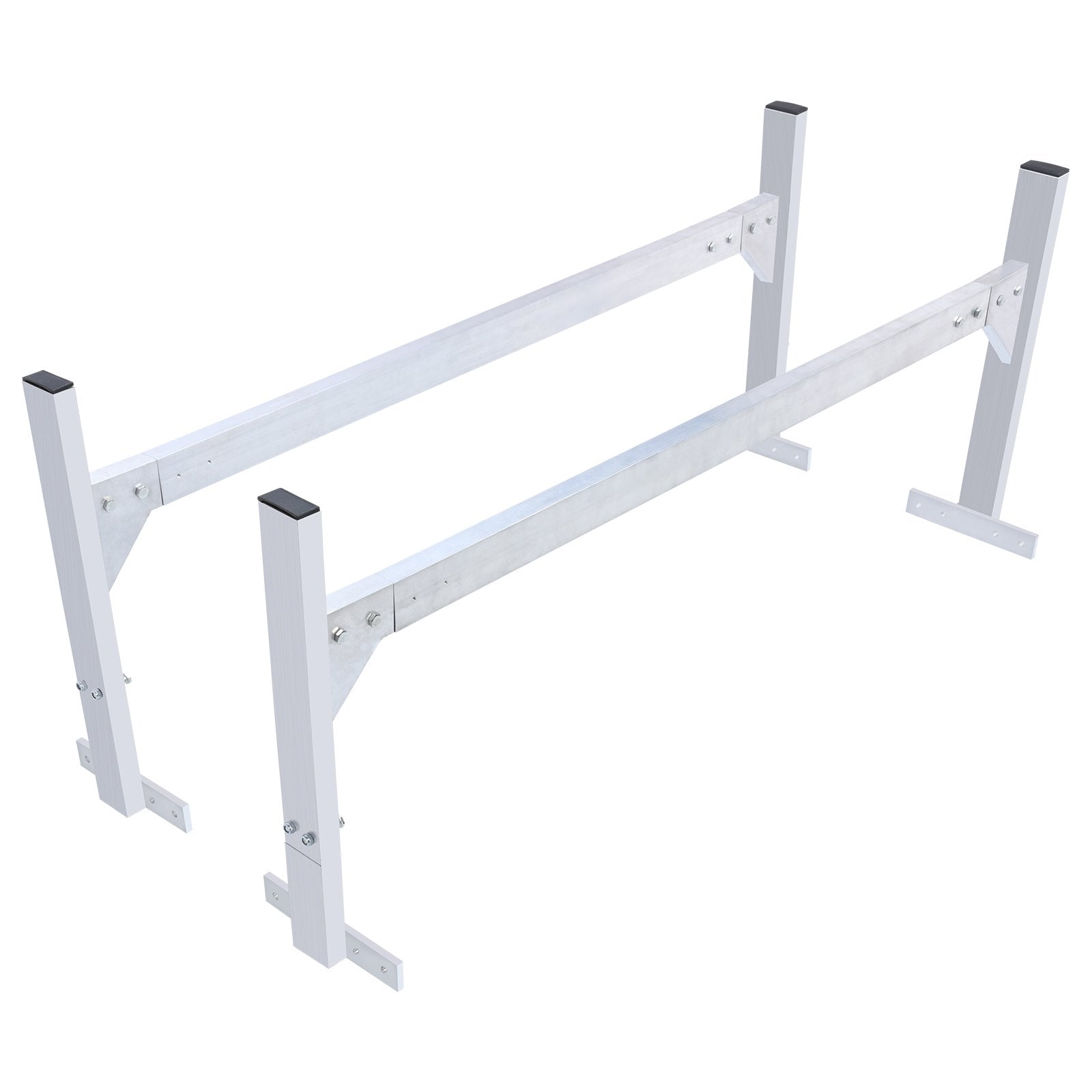 Van Roof Ladder Rack, 2 Bars Aluminum Alloy Roof Ladder Racks, 181 kg Capacity Rain-Gutter Van Roof Rack, Adjustable Length 1300-2060 mm, Van Ladder Rack for Van, Cargo, Trailer