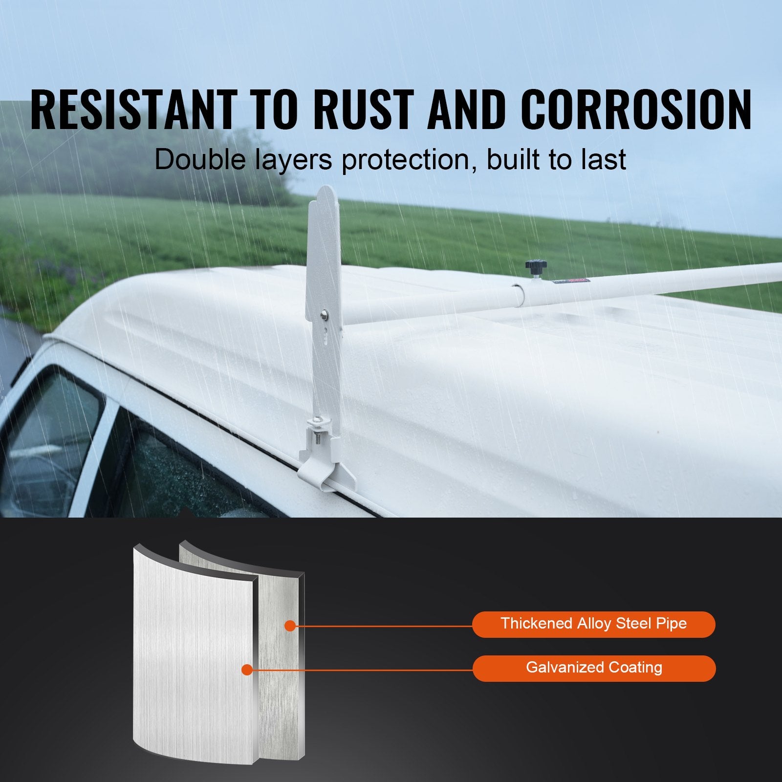 Cross Bar: VEVOR 2-Bar Van Roof Ladder Rack Alloy Adjustable 47.2"-78.7" for Full-Size Vans