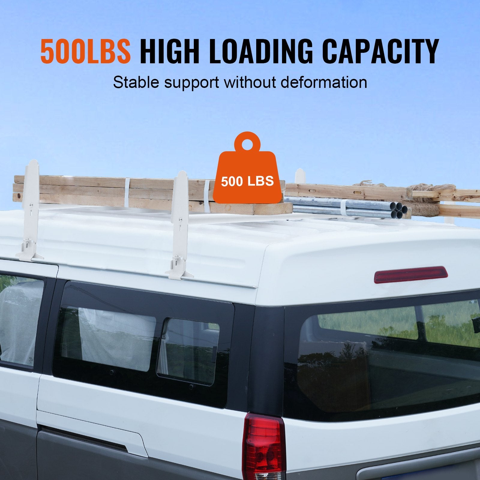 Cross Bar: VEVOR 2-Bar Van Roof Ladder Rack Alloy Adjustable 47.2"-78.7" for Full-Size Vans