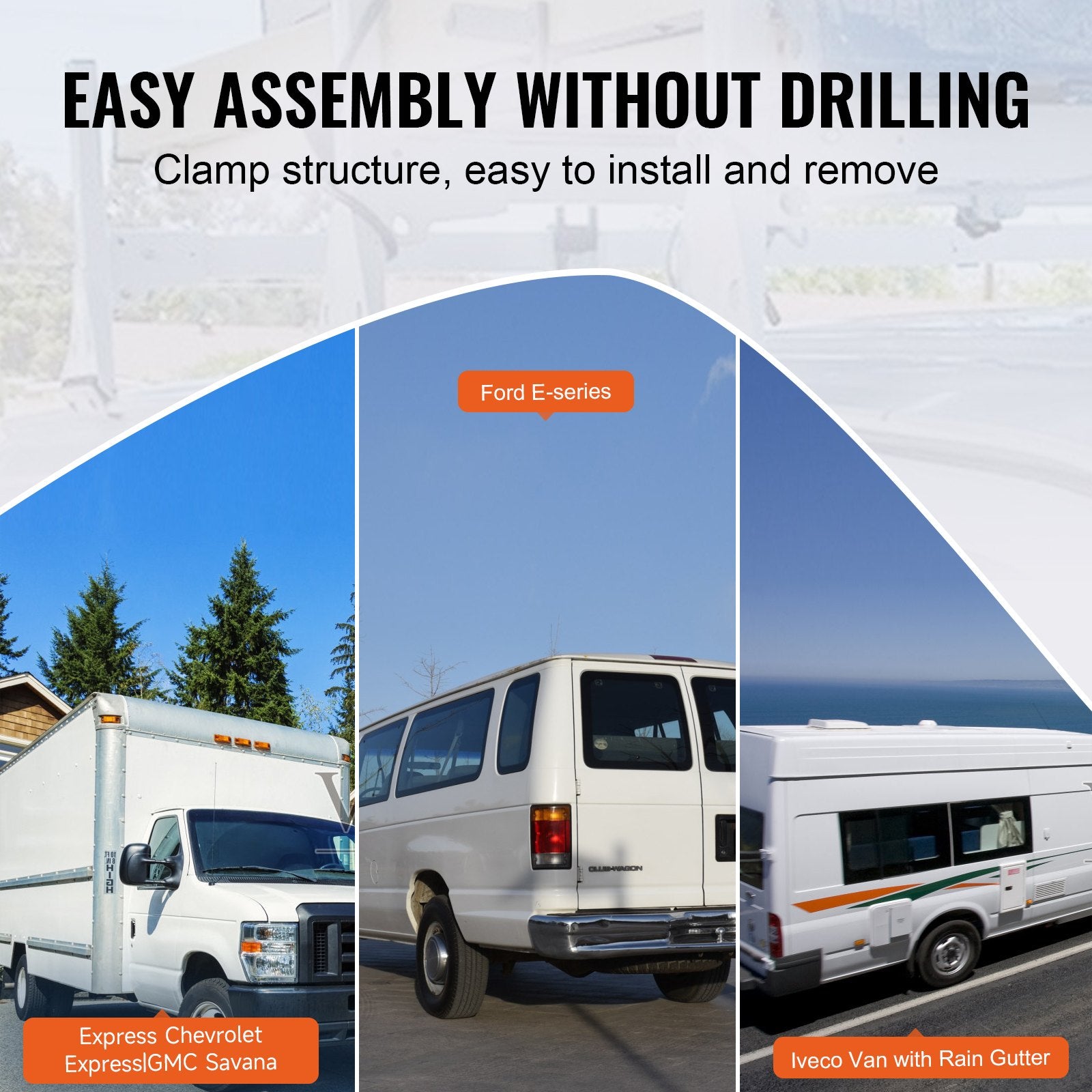 Cross Bar: VEVOR 2-Bar Van Roof Ladder Rack Alloy Adjustable 47.2"-78.7" for Full-Size Vans