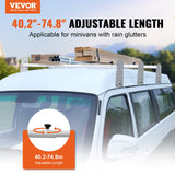 Cross Bar: VEVOR Van Roof Ladder Rack, 3 Bars Alloy Steel Roof Racks, 750 LBS Capacity Rain-Gutter Roof Rack, Adjustable Length 40.2" to 74.8", Van Ladder Rack Compatible with Chevrolet Express, GMC Savana, etc