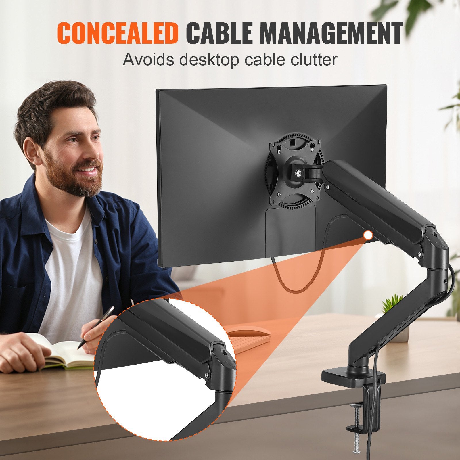 Computer Monitors & Accessories: VEVOR Single Monitor Mount, Supports 13"-32", 330-813 mm Screen, Fully Adjustable Gas Spring Monitor Arm, Hold up to 9.1 kg, Computer Monitor Stand Holder with C-Clamp/Grommet Mounting Base, VESA Mount Bracket