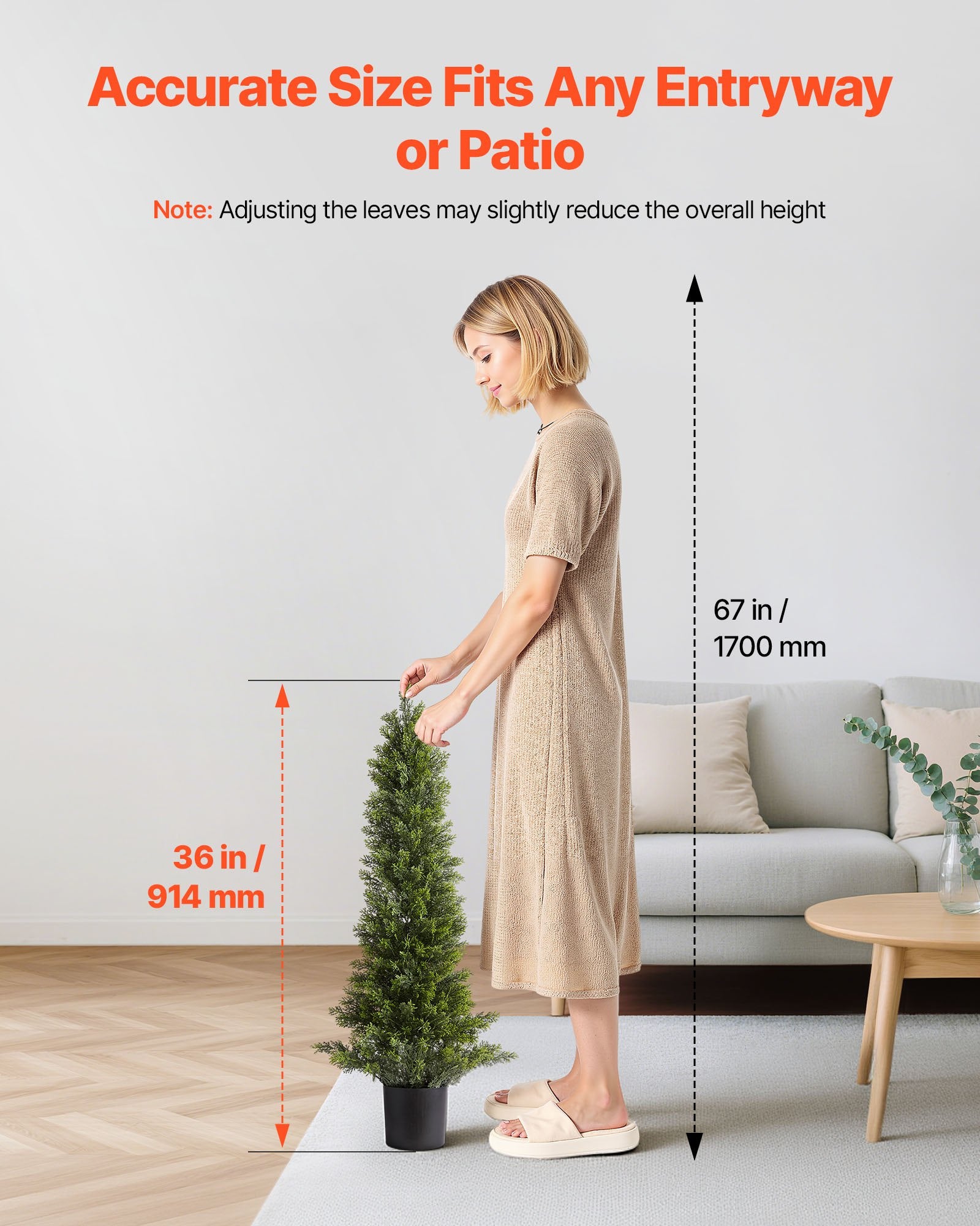 Artificial Trees: VEVOR Artificial Topiary Cedar Trees, 2 Set 914mm Faux Pine Shrubs Plants, Fake Silk Tree Look Real, Easy Assembly for Decor Front Porch Outdoor Patio Garden Balcony Backyard Indoor Office