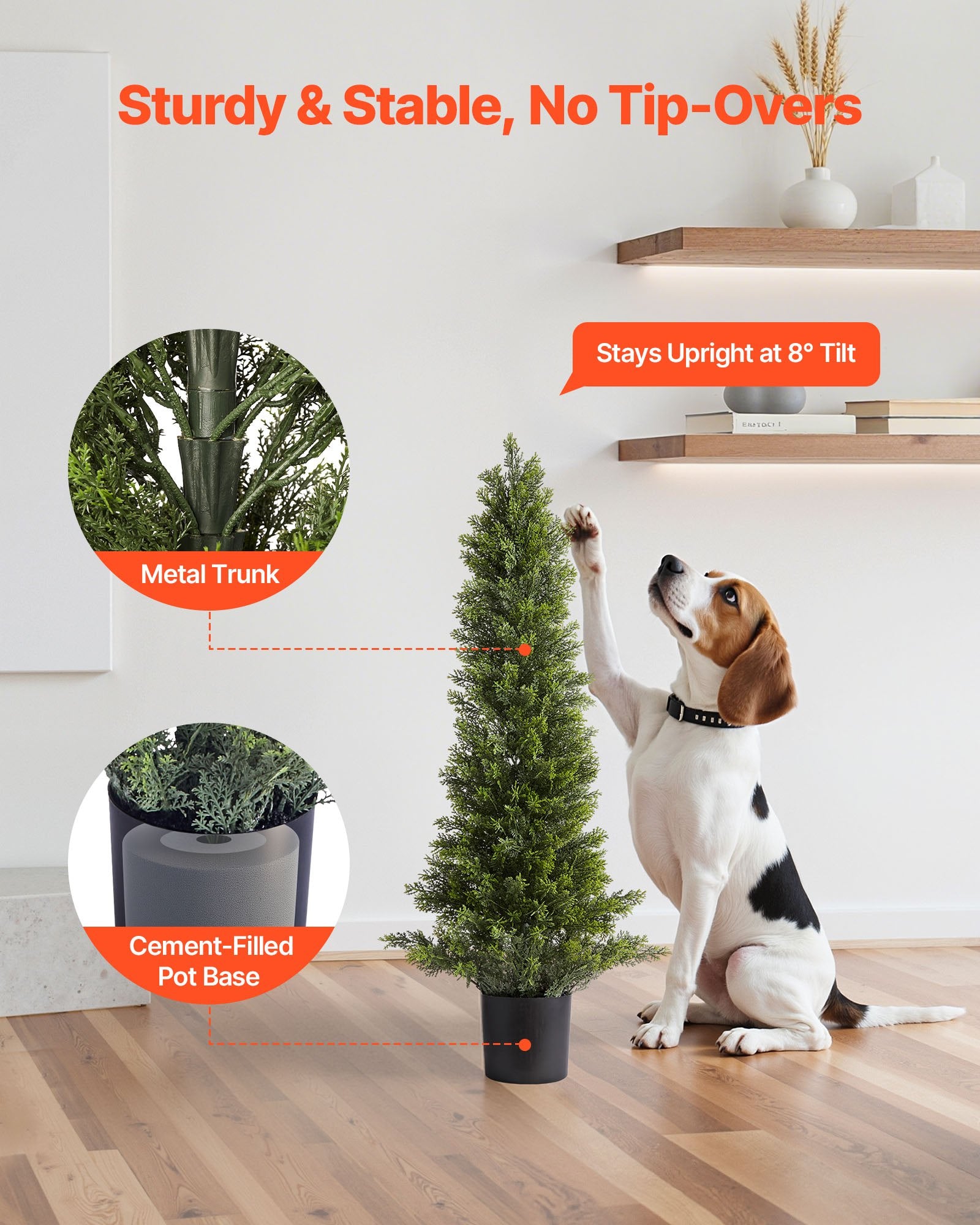 Artificial Trees: VEVOR Artificial Topiary Cedar Trees, 2 Set 914mm Faux Pine Shrubs Plants, Fake Silk Tree Look Real, Easy Assembly for Decor Front Porch Outdoor Patio Garden Balcony Backyard Indoor Office