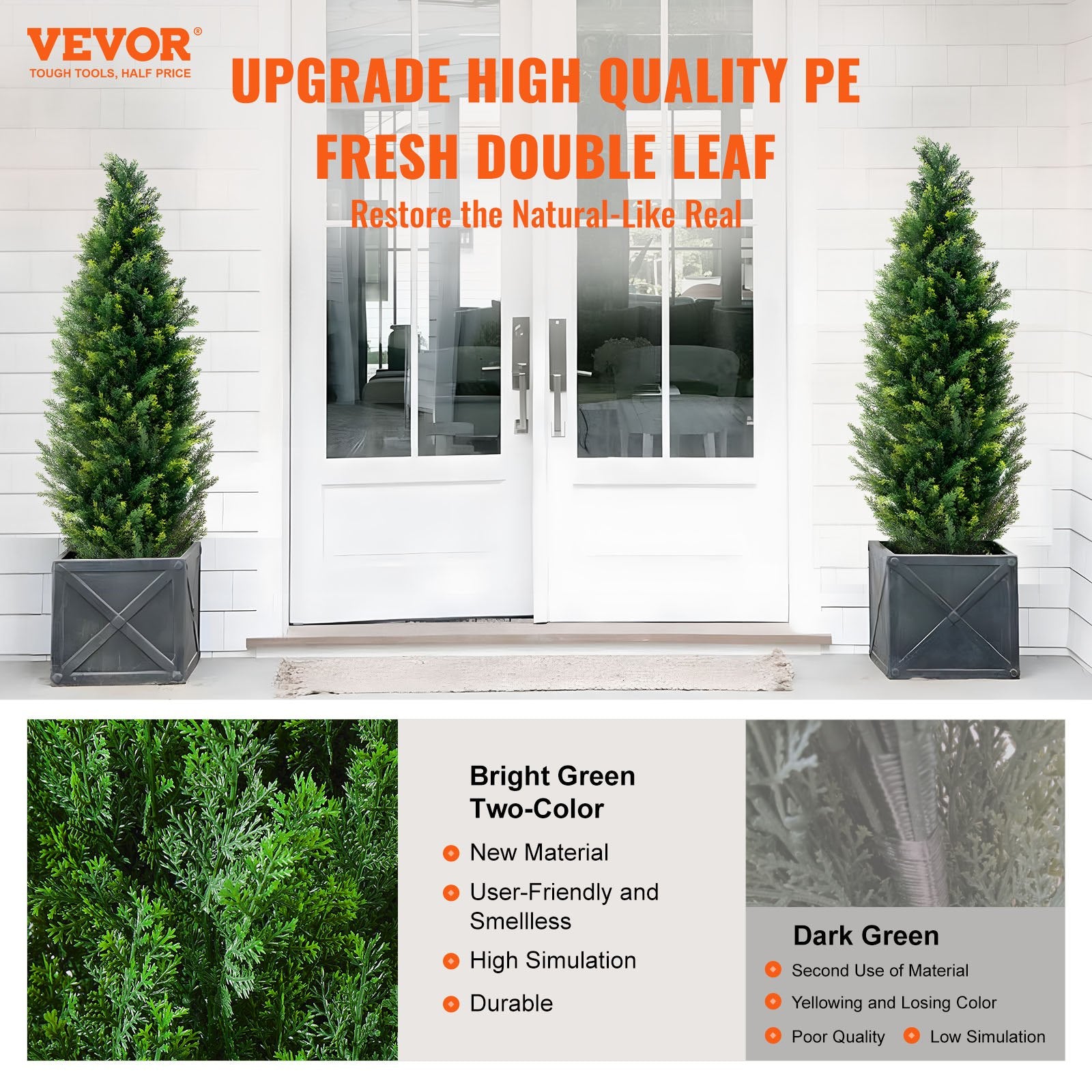 Canopies & Gazebos: VEVOR 2 Pack 4' Artificial Cedar Topiary Tree Faux Plant UV Decor In/Outdoor