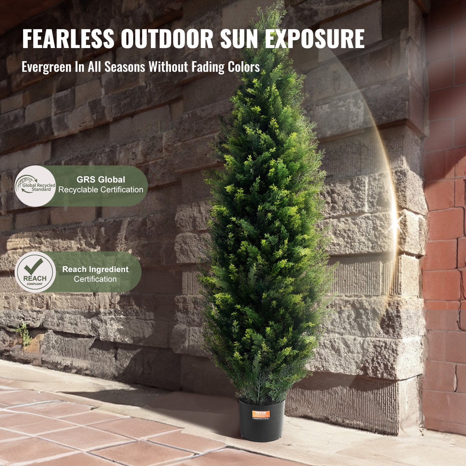 Canopies & Gazebos: VEVOR 2 Pack 4' Artificial Cedar Topiary Tree Faux Plant UV Decor In/Outdoor