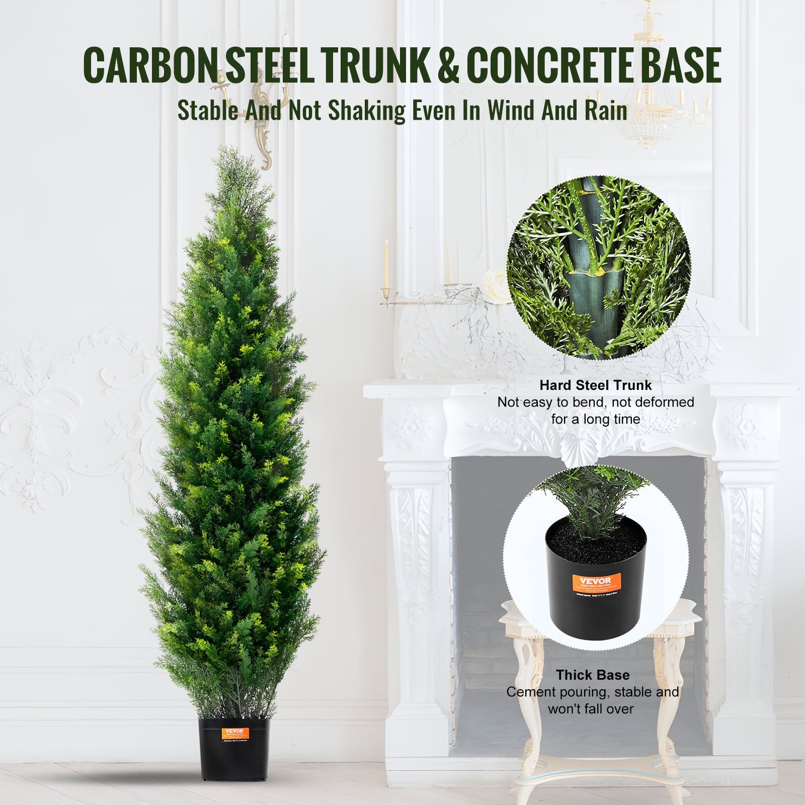 Canopies & Gazebos: VEVOR 2 Pack 4' Artificial Cedar Topiary Tree Faux Plant UV Decor In/Outdoor
