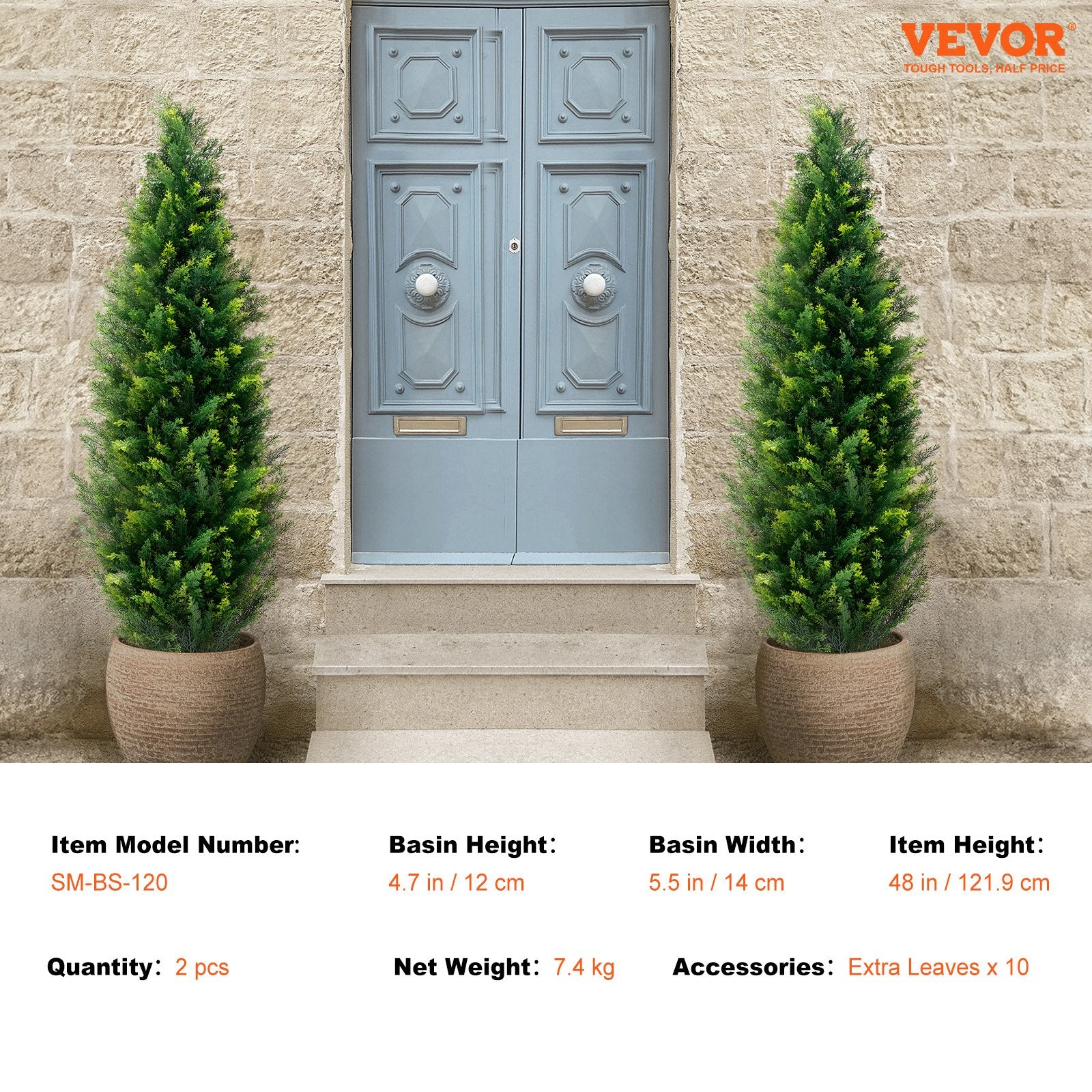 Canopies & Gazebos: VEVOR 2 Pack 4' Artificial Cedar Topiary Tree Faux Plant UV Decor In/Outdoor
