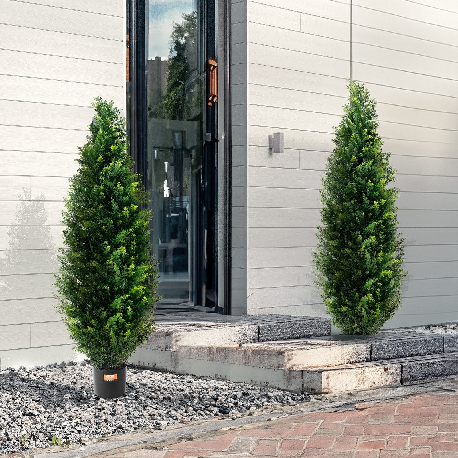 Canopies & Gazebos: VEVOR 2 Pack 4' Artificial Cedar Topiary Tree Faux Plant UV Decor In/Outdoor