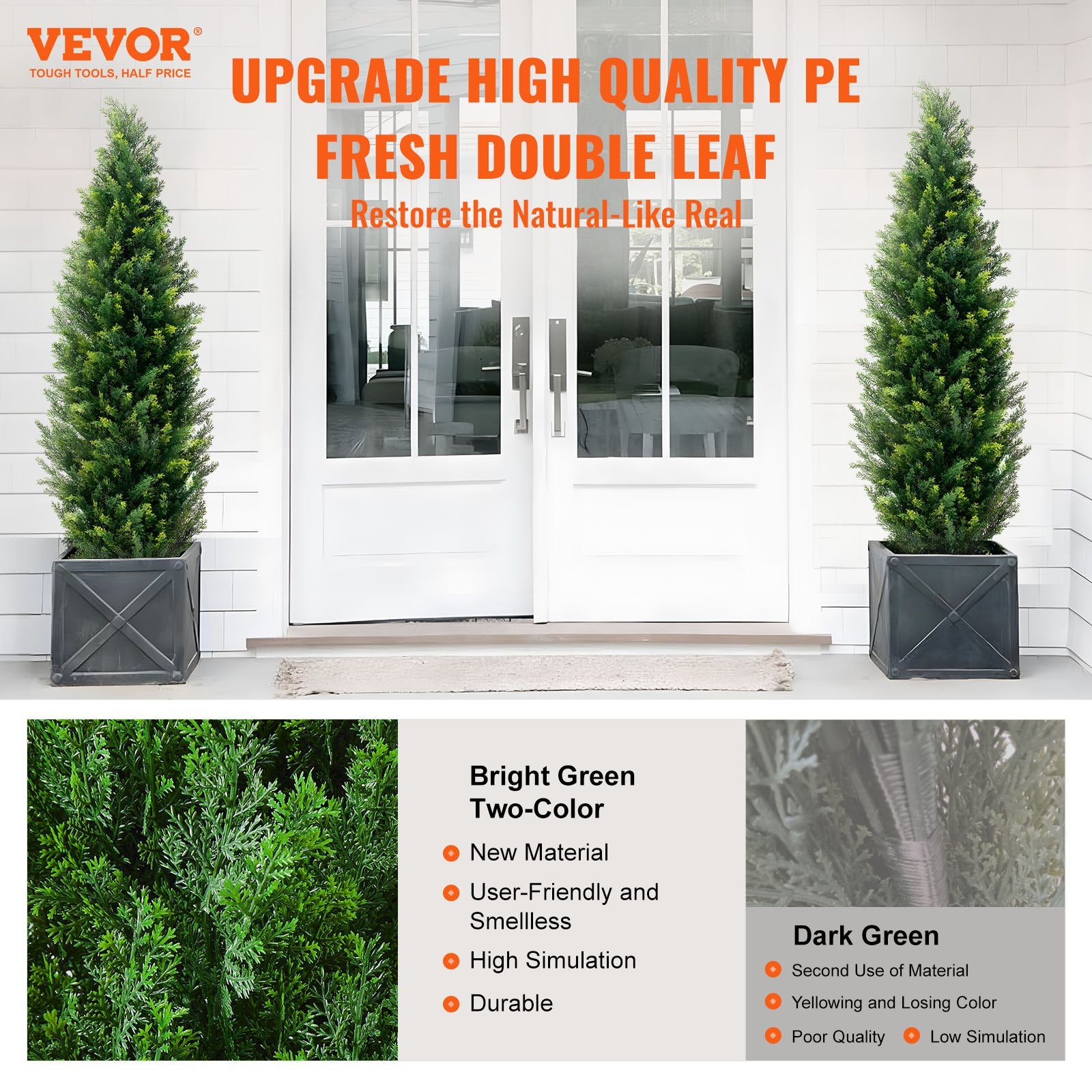 Garden Ornaments: VEVOR 2 Pack 5' Artificial Cedar Topiary Tree Faux Plant UV Decor In/Outdoor