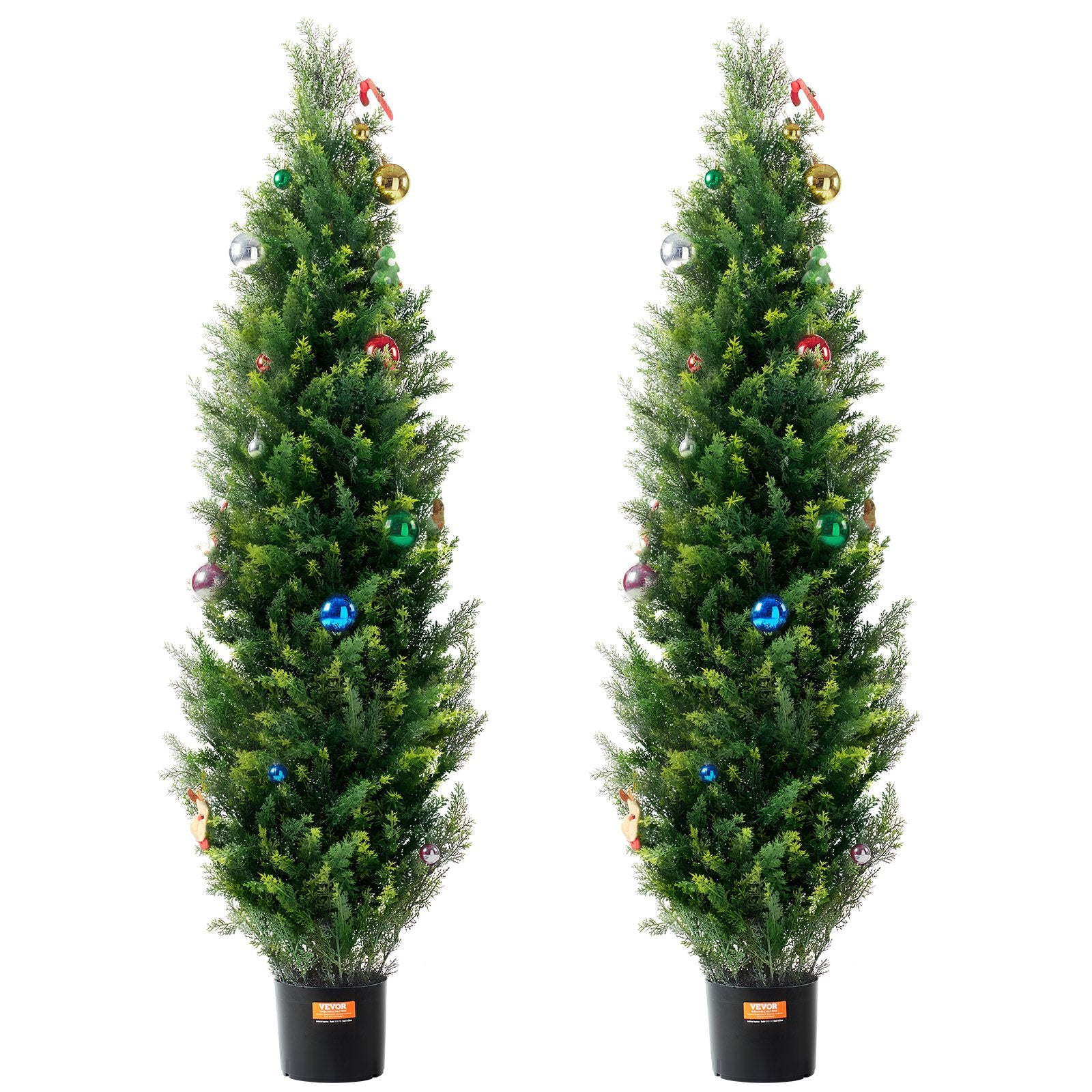 Garden Ornaments: VEVOR 2 Pack 5' Artificial Cedar Topiary Tree Faux Plant UV Decor In/Outdoor