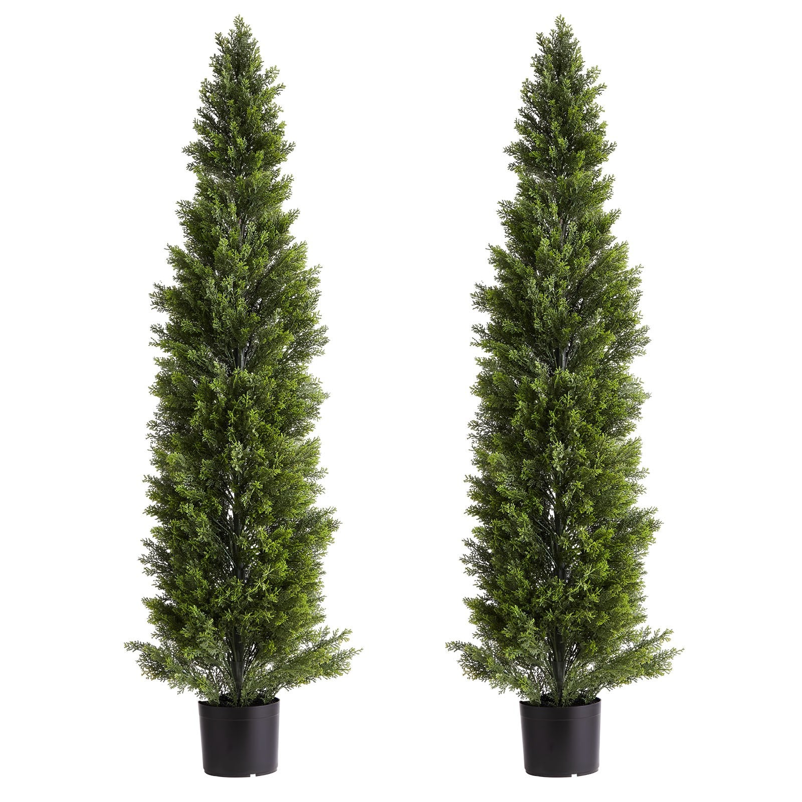 Artificial Trees: VEVOR Artificial Topiary Cedar Trees, 2 Set 1524mm Faux Pine Shrubs Plants, Fake Silk Tree Look Real, Easy Assembly for Decor Front Porch Outdoor Patio Garden Balcony Backyard Indoor Office